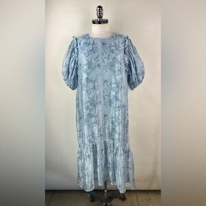 💚 3147. Floral Maxi Puff Sleeve Dress